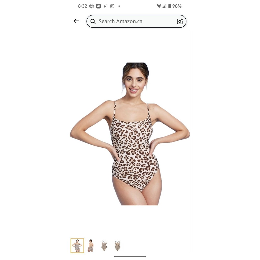 Kona Sol Leopard Print Wrap Belt Medium Coverage One Piece Swimsuit Med NWOT 022